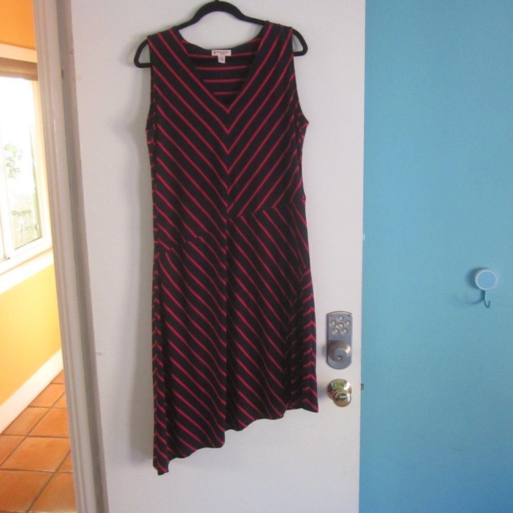 Brooks Brothers Womens Dress XL Sleeveless Striped Summer Angled Hem 42-36-46